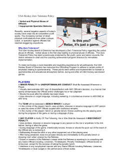 USA Hockey Zero Tolerance Policy PLAYERS