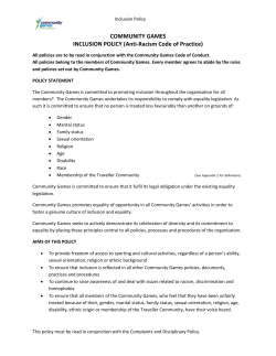 COMMUNITY GAMES INCLUSION POLICY (Anti