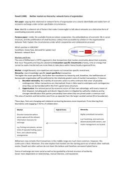 Powell (1990) Neither market nor hierarchy: network forms of