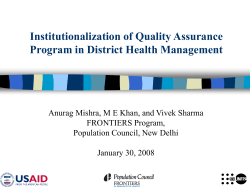 Ahmadnagar Contents Overview of Quality Assurance