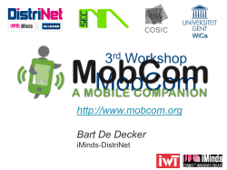 MobCom Project Overview - 2nd Workshop, Feb 6, 2013