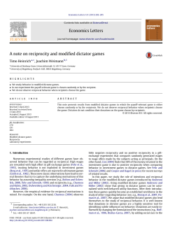 A note on reciprocity and modified dictator games
