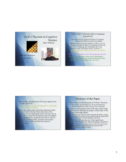 Gold`s Theorem in Cognitive Science Structure of the Paper