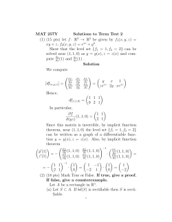 MAT 257Y Solutions to Term Test 2 (1) (15 pts) let f : R 3 &rarr; R2 be