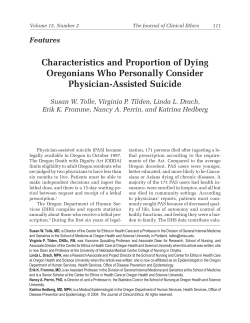 Characteristics and Proportion of Dying Oregonians Who Personally