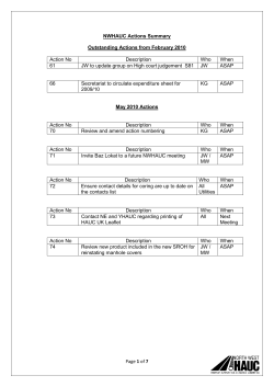 NWHAUC Actions Summary