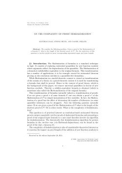 ON THE COMPLEXITY OF PROOF DESKOLEMIZATION &sect;1