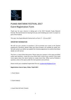Puaka Matariki 2017 Event Registration Form