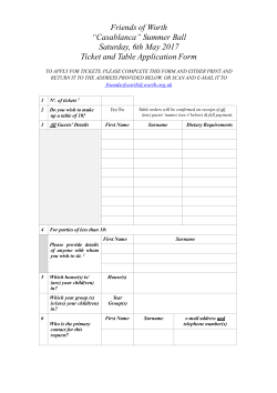 Friends of Worth &ldquo;Casablanca&rdquo; Summer Ball Saturday, 6th May 2017