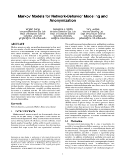 Markov Models for Network-Behavior Modeling and Anonymization