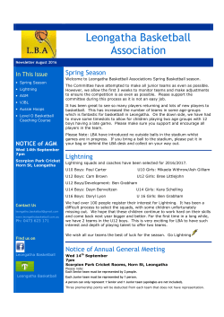 LBA Newsletter August 2016 - Leongatha Basketball Association