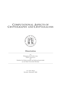 Computational Aspects of Cryptography and