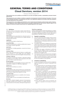 GENERAL TERMS AND CONDITIONS Cloud Services, version 2014