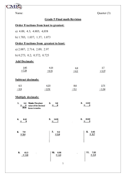 Grade 5 Final math Revision Order Fractions from least to greatest