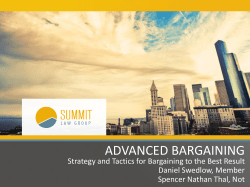 ADVANCED BARGAINING Strategy and Tactics for