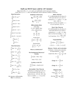 Stuff you MUST know cold for AP Calculus