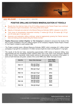 130115 - Positive Drill Results Extend Mineralisation at