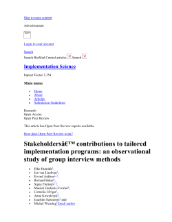 Stakeholders` contributions to tailored implementation programs: an