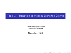 Topic 3 : Transition to Modern Economic Growth
