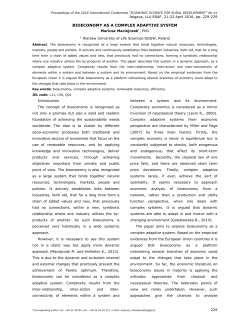 BIOECONOMY AS A COMPLEX ADAPTIVE SYSTEM