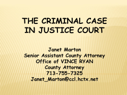THE CRIMINAL CASE IN JUSTICE COURT Janet