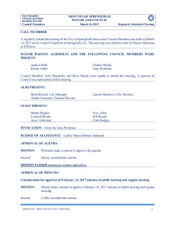 MINUTES OF SPRINGFIELD MAYOR AND