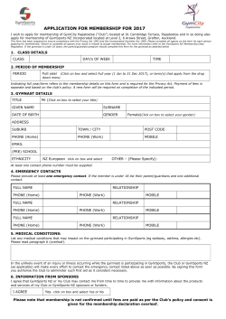 2017 Enrolment Form - GymCity Papatoetoe