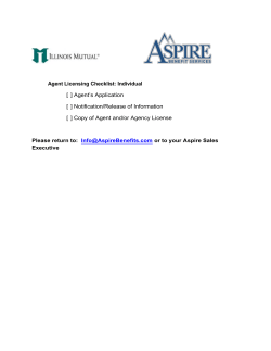 Agent Licensing Checklist: Individual [ ] Agent`s Application