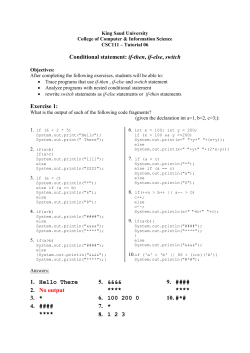 Conditional statement: if-then, if-else, switch Exercise 1: 1. Hello