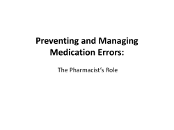 Preventing and Managing Medication Errors: The