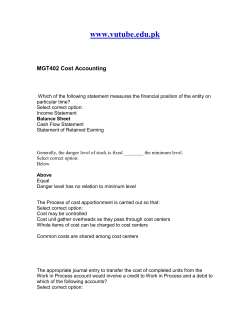 MGT402 Cost Accounting