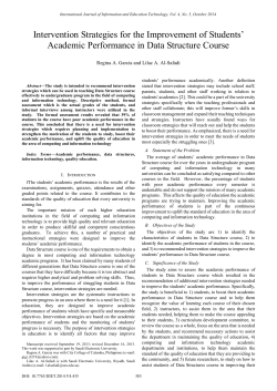 Intervention Strategies for the Improvement of Students` Academic