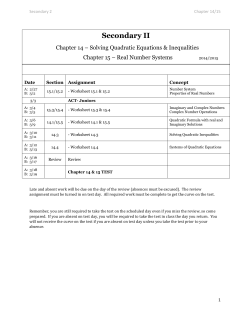 Secondary 2 Chapter 14/15 Secondary II Chapter 14 – Solving