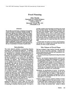 Proof Planning - Association for the Advancement of Artificial
