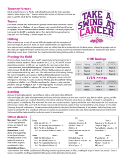 Tourney format Teams Hitting Playing the field Scoring