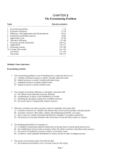CHAPTER 2 The Economizing Problem Topic Question numbers 1
