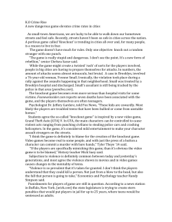 KO Crime Rise A new dangerous game elevates crime rates