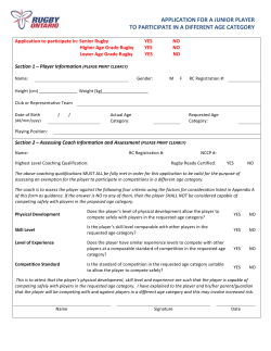 Different Age Category Application Form