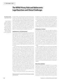 The HIPAA Privacy Rule and Adolescents