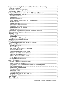 Processing for Automated Underwriting