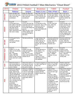 2014 FHSAA Football 7-Man Mechanics “Cheat Sheet”