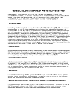 general release and waiver and assumption of risk