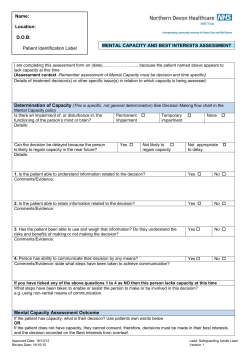 Mental Capacity Assessment form