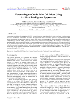 Forecasting on Crude Palm Oil Prices Using Artificial Intelligence