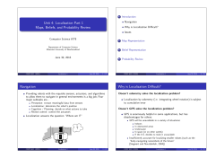 Localization Part 1 Maps, Beliefs, and Probability Review Navigation