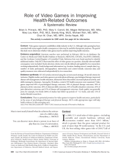 Role of Video Games in Improving Health