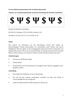 Economic Psychology f&uuml;r Bachelor und M