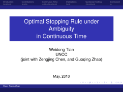 Optimal Stopping Rule under Ambiguity in Continuous Time