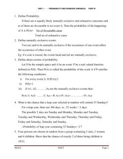 1. Define Probability: If there are n equally likely mutually exclusive