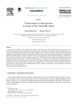 Consciousness in the universe.A review of the `Orch OR` theory